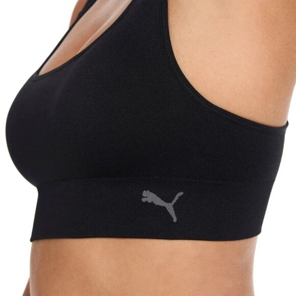NEW Puma Women's M 2 Pack Seamless Sports Bra Square Neck Black Gray - Picture 4 of 10
